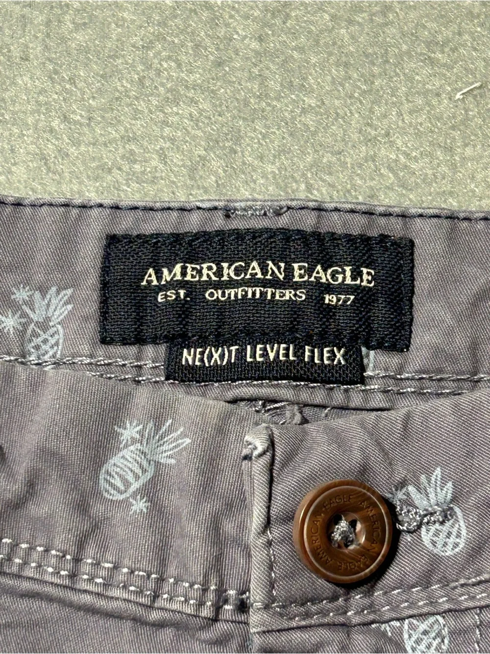 American Eagle Outfitters Pineapple Print Chino Shorts - Light Gray